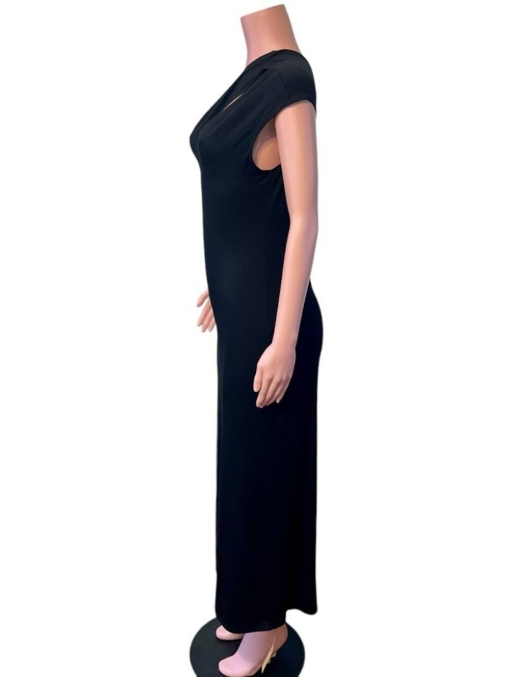 NWOT Reformation Evening Dress One Shoulder Center Slit Black Sz LG Stretch